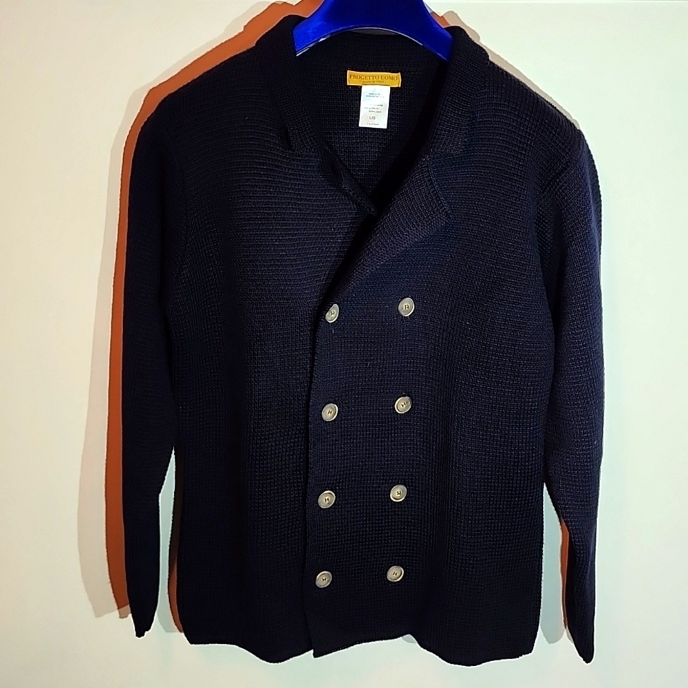 Men's Navy Double Breasted Swacket Made in Italy
